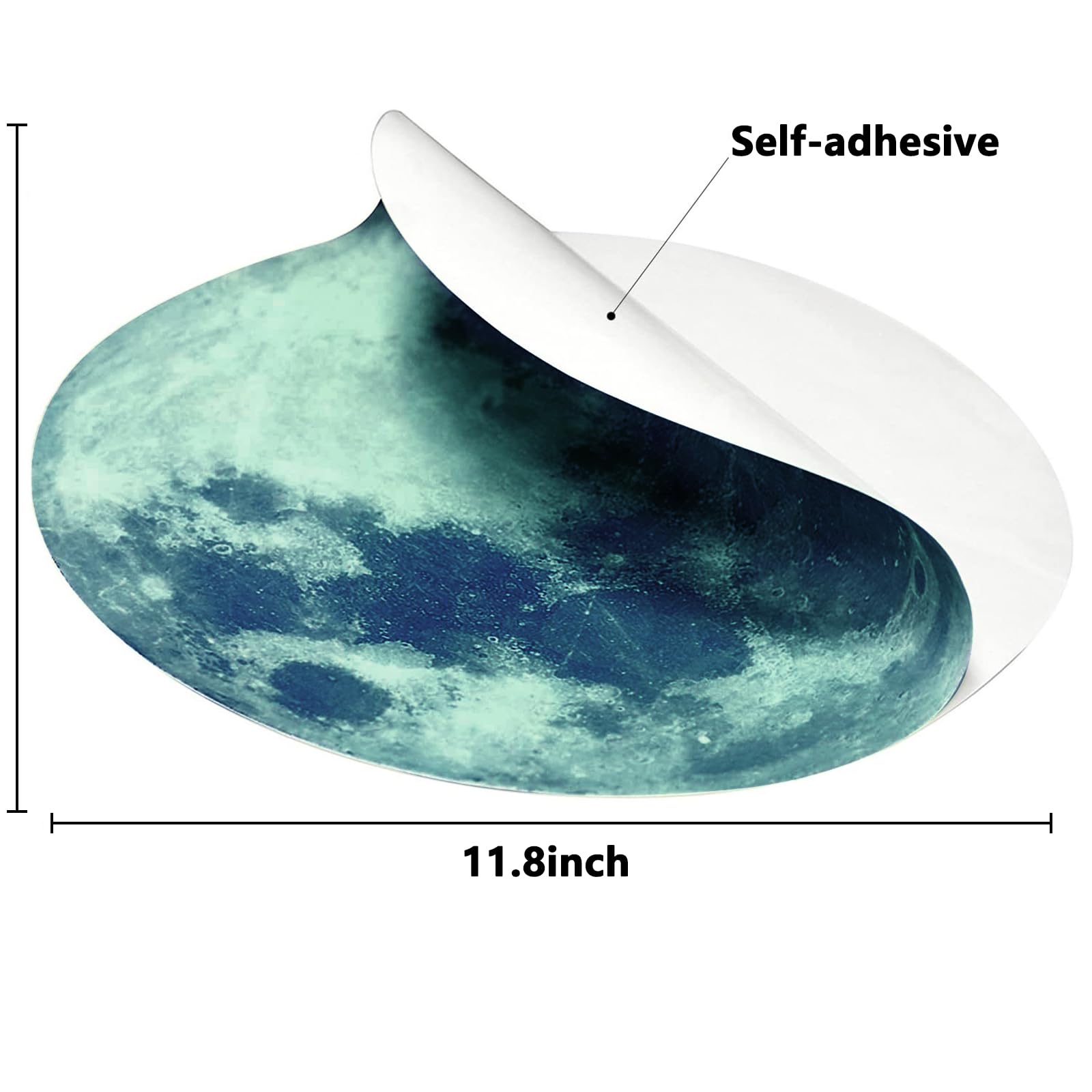 11.8 Inch Glow In The Dark Stickers For Kids, Glow In The Dark Moon Wall Decal, Glow In The Dark Moon Stickers For Ceiling Bedro